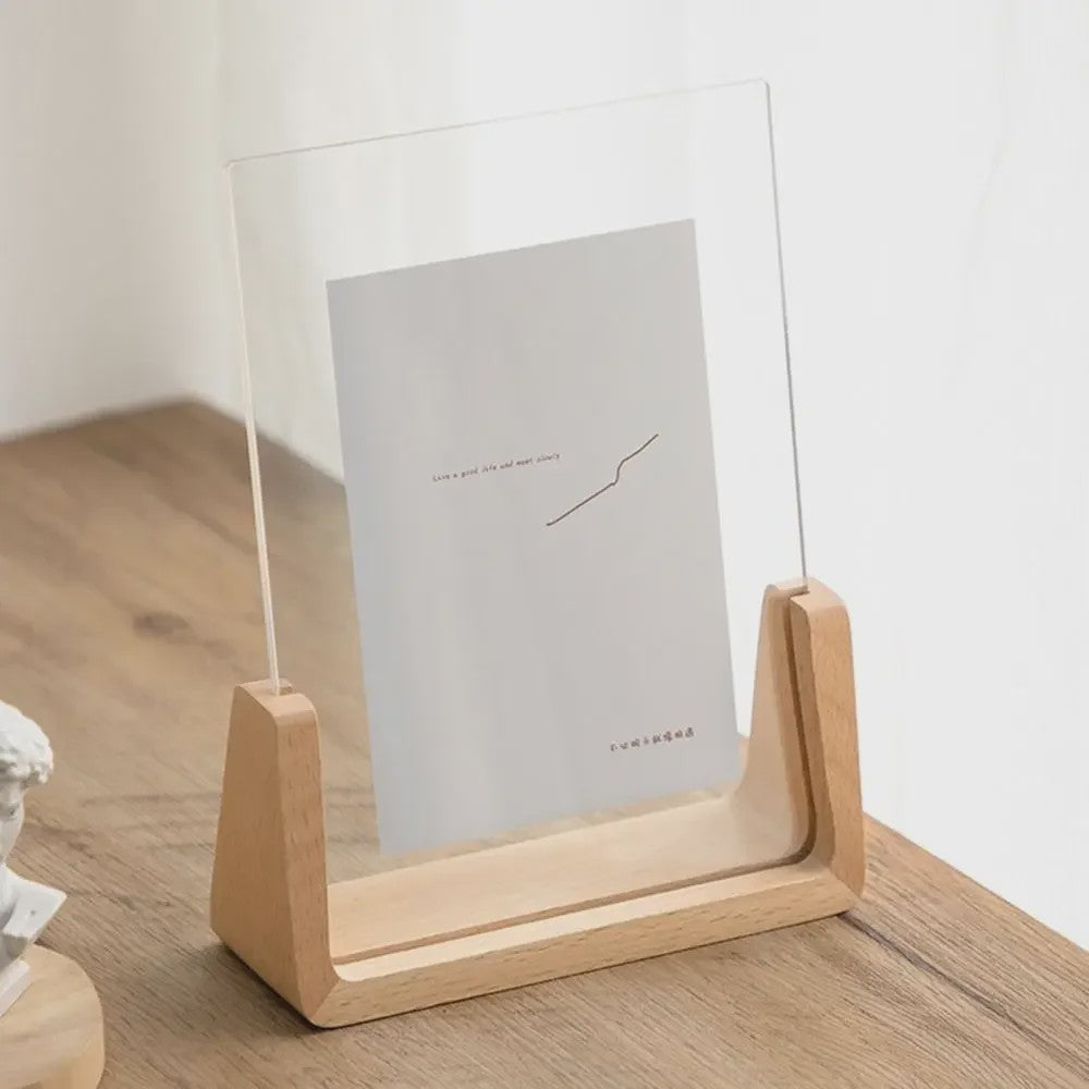Stijlvol Houten Fotolijst met Acryl Glas - U-Vorm Design voor Desktop & Decoratie