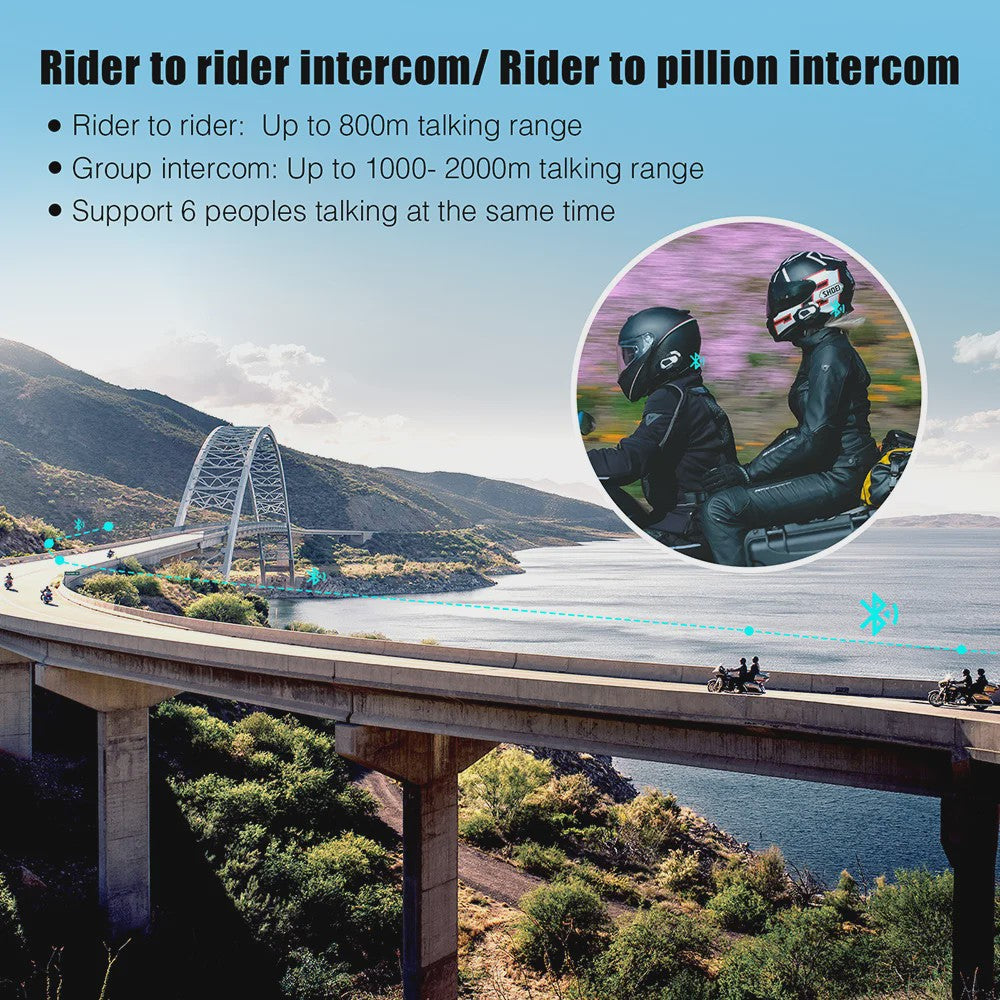 FreedConn T-MAXS Pro Motorhelm Headset: Bluetooth Intercom, Muziek & FM Radio