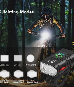 Oplaadbare Fietsverlichting LED Voorlamp Type-C, Waterdicht & 6 Modi