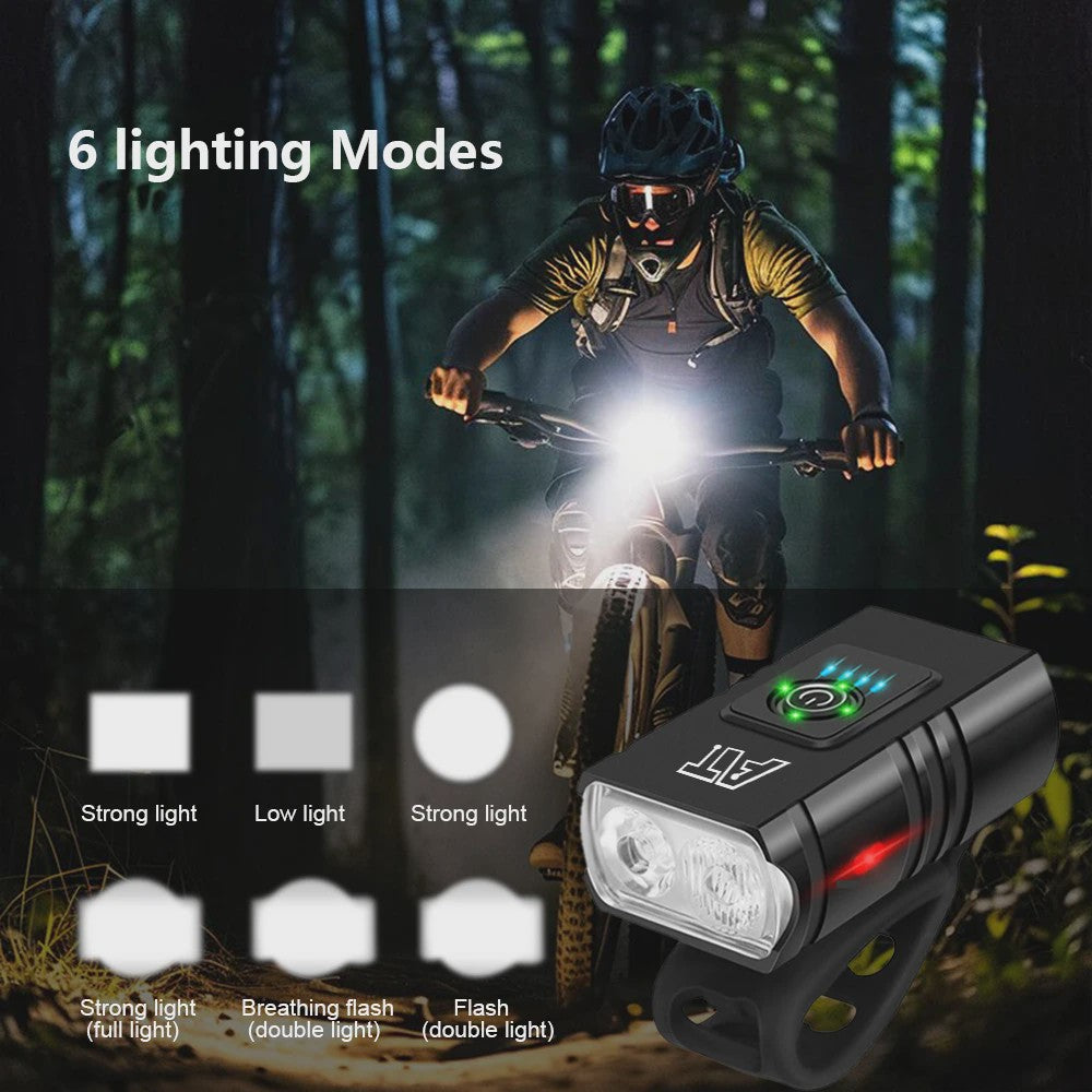 Oplaadbare Fietsverlichting LED Voorlamp Type-C, Waterdicht & 6 Modi