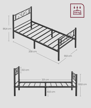Stijlvol Metalen Bedframe 90x200 cm - Zwart