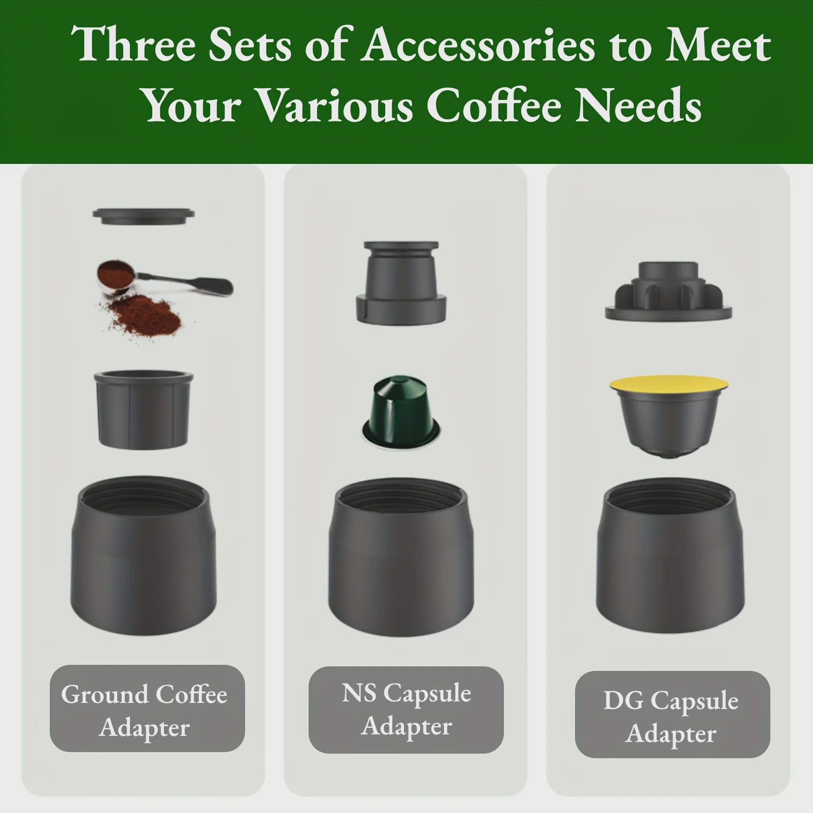 HOMEFISH 3-in-1 Draagbare Koffiemachine: Espresso, Capsules & Gemalen Koffie voor Onderweg