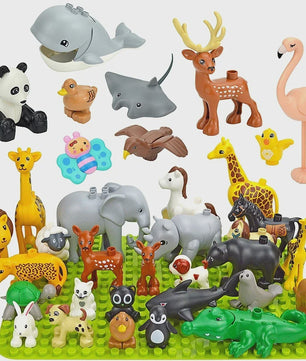 Grote Bouwstenen Dierenpark & Boerderij Figuren - Compatibel met Duplo