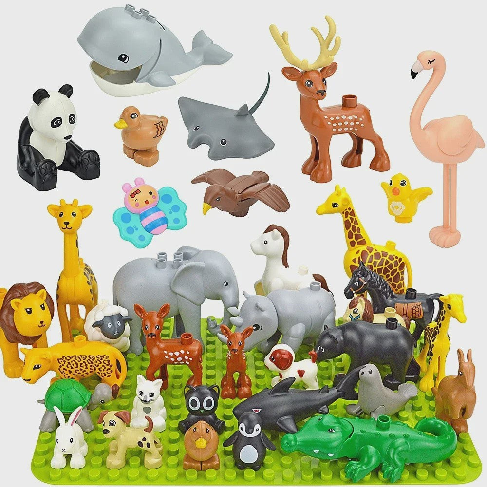 Grote Bouwstenen Dierenpark & Boerderij Figuren - Compatibel met Duplo