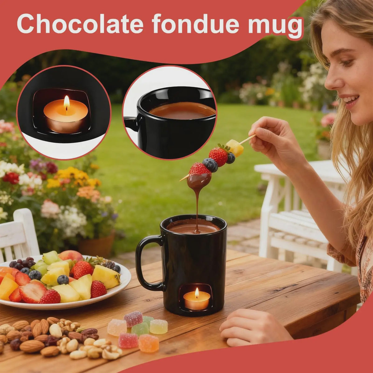 Draagbare Keramische Fondue Set - Smelt Chocolade, Kaas & Saus voor Feestjes