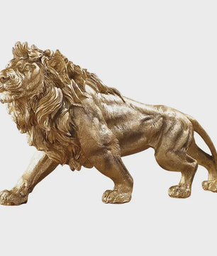 Gouden Leeuw Koning Resin Beeld - Luxe Dieren Decoratie voor Huis & Kantoor