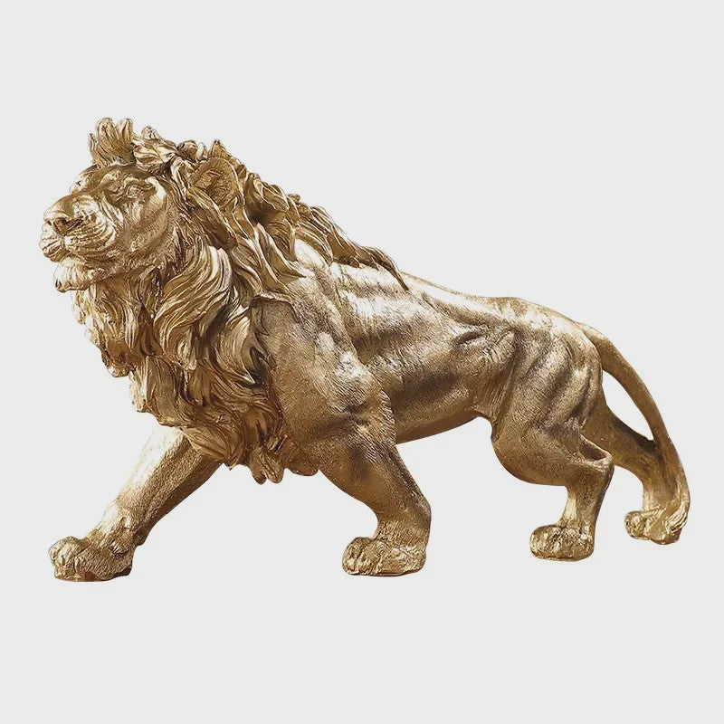 Gouden Leeuw Koning Resin Beeld - Luxe Dieren Decoratie voor Huis & Kantoor