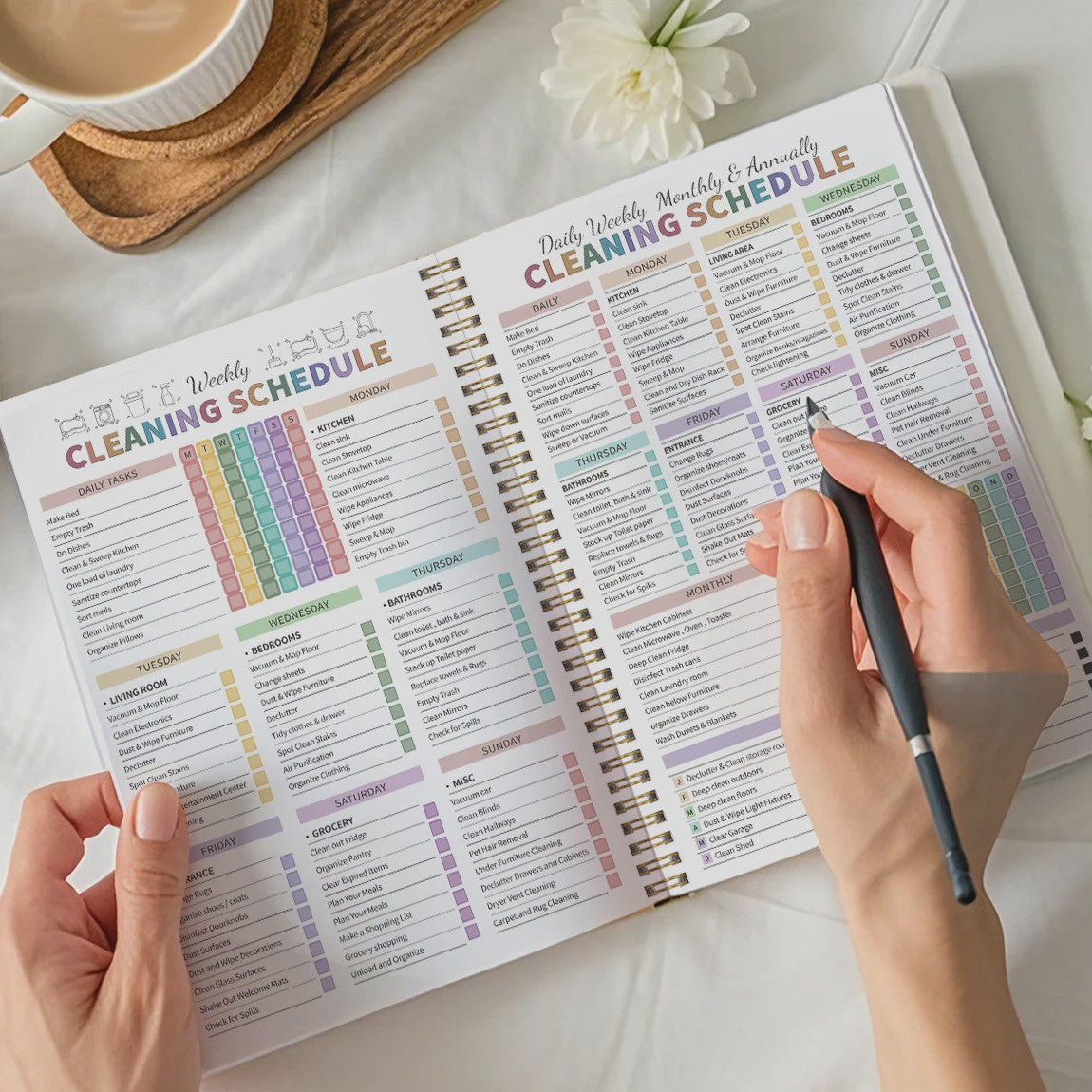 Huishoudplanner & Schoonmaak Checklist Boek - Dagelijks, Wekelijks, Maandelijks