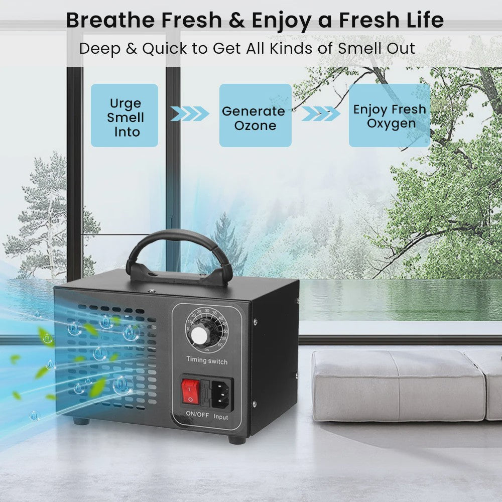 Professionele Ozon Generator 60g/h - Krachtige Luchtzuiveraar, Sterilisator & Geurverwijderaar met Timer (220V)