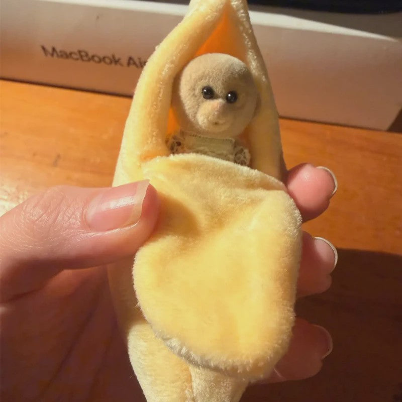 Schattige Aap Banaan Pluche Knuffel - Zacht, Kawaii Cadeau voor Kinderen en Tieners