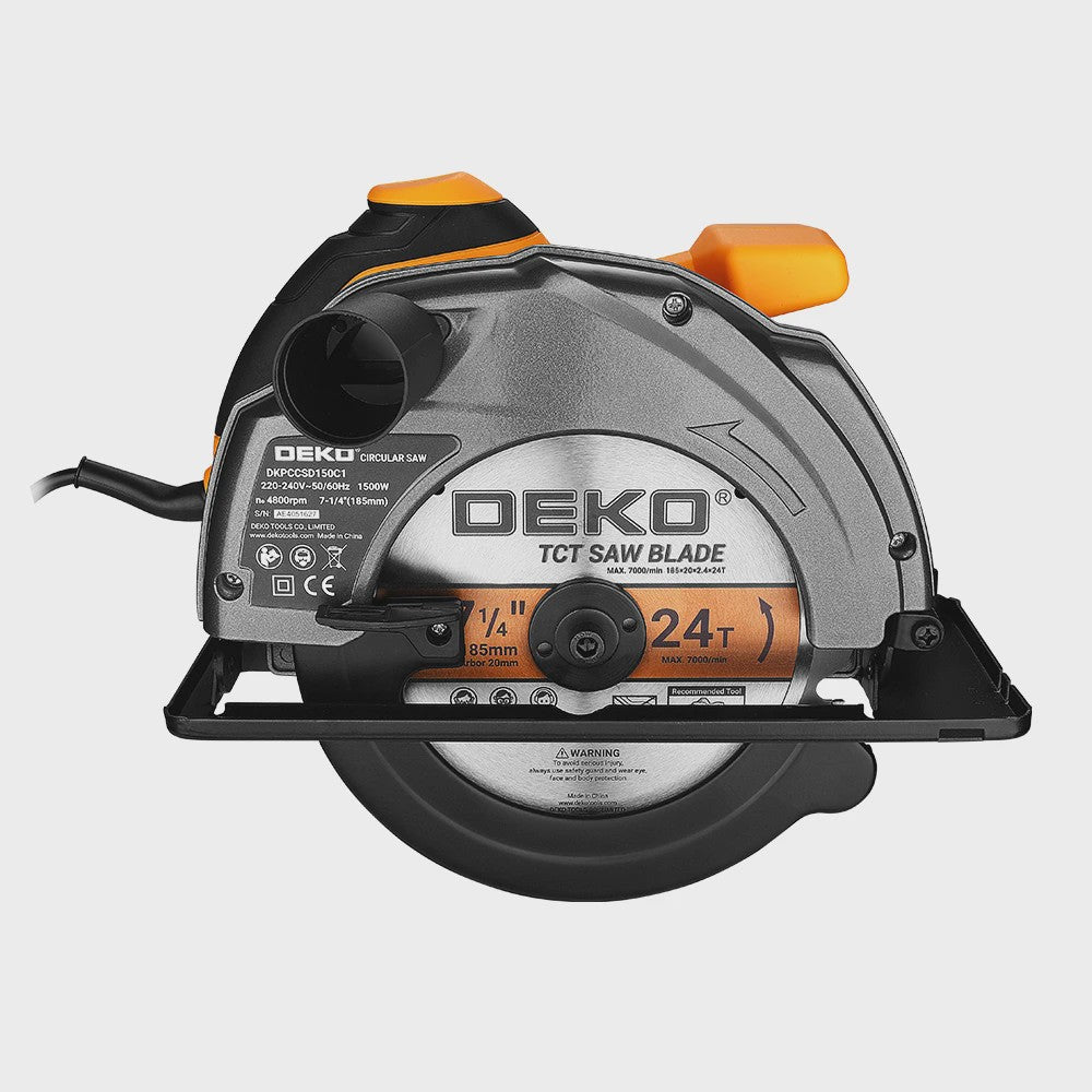 DEKO DKCS Elektrische Cirkelzaag 1500W - 185mm Multifunctioneel met Handgreep