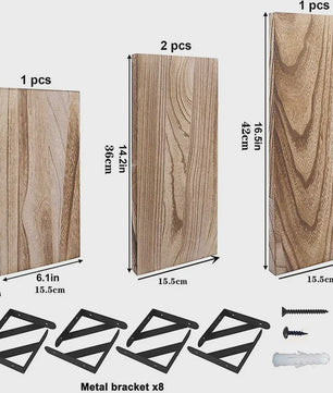Houten Drijvende Wandplanken Set - Stijlvolle Opbergoplossingen voor Woonkamer, Keuken & Badkamer