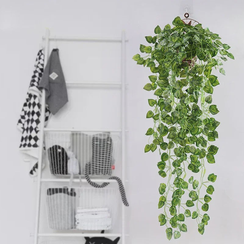 90cm Kunstplant Hangplant Klimop Pothos Begonia Druivenblad - Decoratieve Muurdecoratie