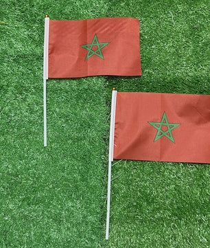 Marokko Handvlag 21x14cm met Plastic Stok - Polyester - Voor Sport & Decoratie