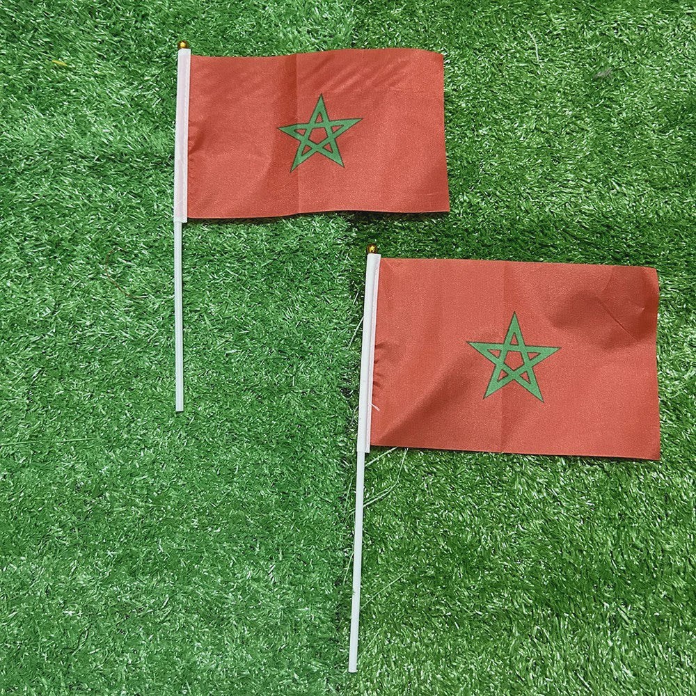 Marokko Handvlag 21x14cm met Plastic Stok - Polyester - Voor Sport & Decoratie