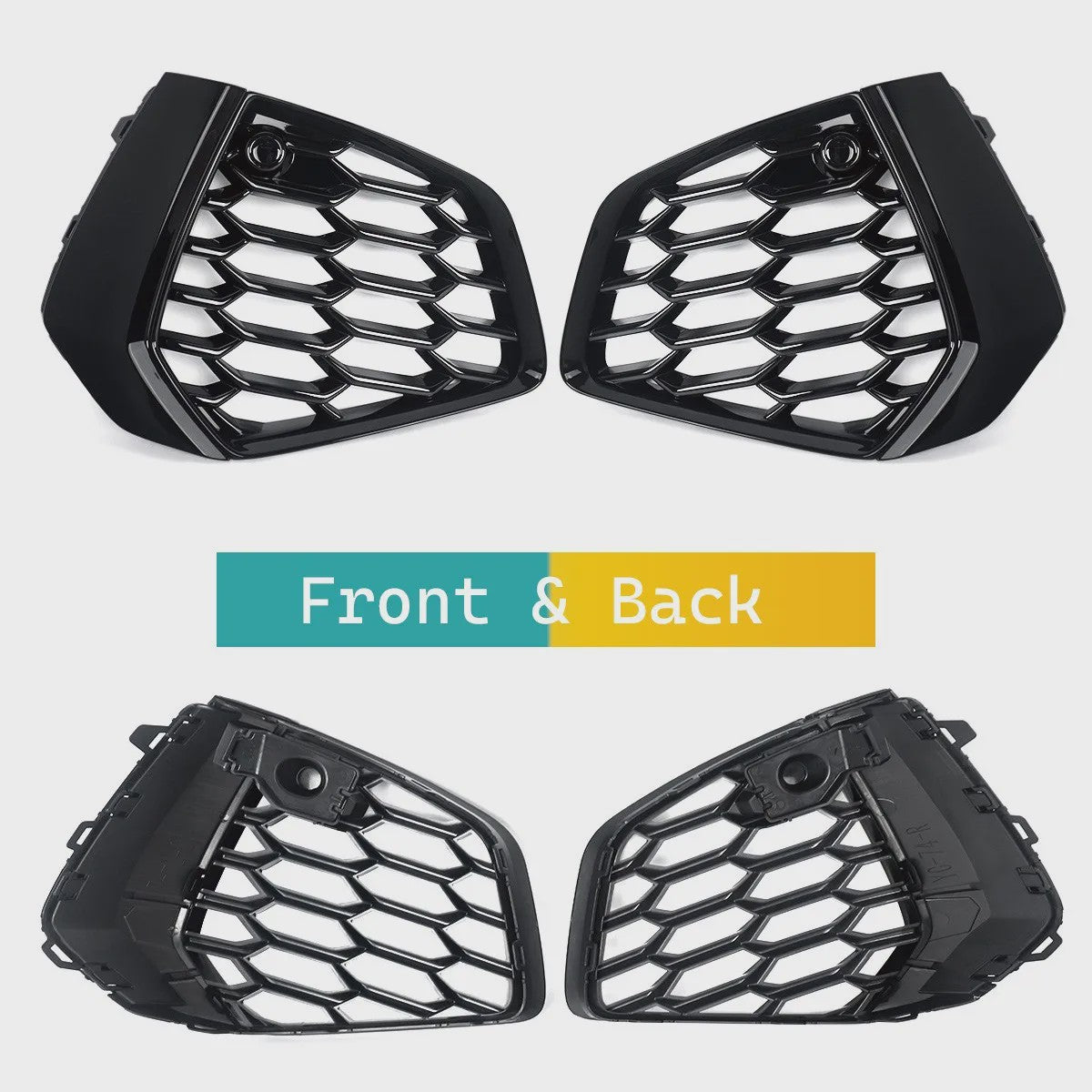 Glans Zwart Honeycomb Mistlamp Grille Covers voor Audi A3 S-line/S3 (2021-2023)