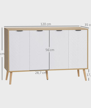 Modern Wit Dressoir met Natuurlijk Houtdetail - 120 cm Breed - Anti-Tip Functie