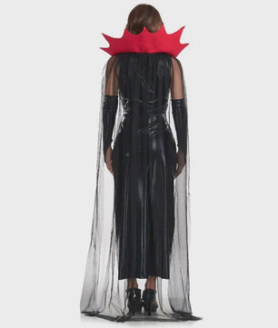 Dames Vampier Kostuum - Sexy Gothic Halloween Jurk met Cape