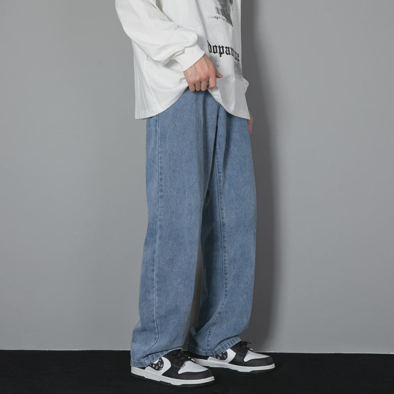 Klassieke Heren Jeans met Wijde Pijpen - Casual Denim Broek in Lichtblauw, Grijs & Zwart