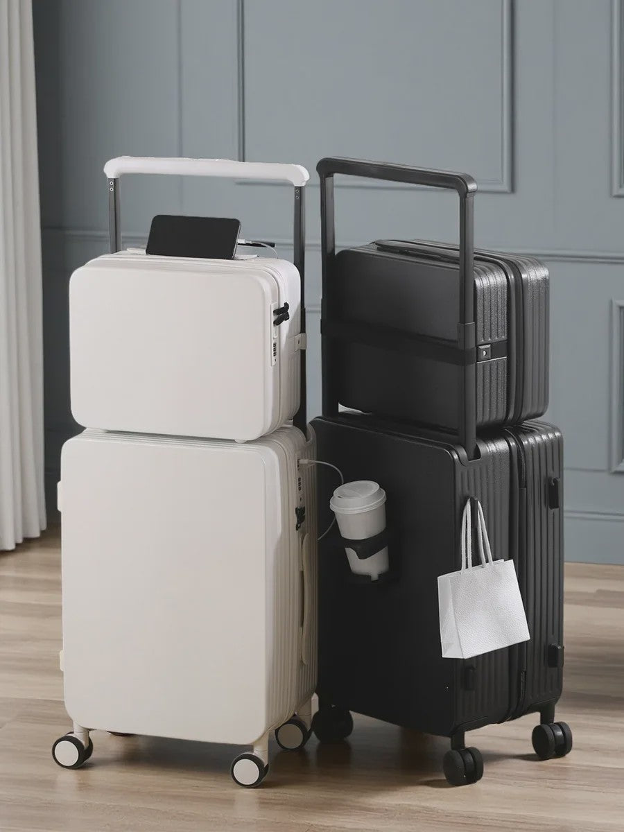 Luxe Koffer Set met USB, Bekerhouder & TSA-slot - 360° Wielen, PC+ABS