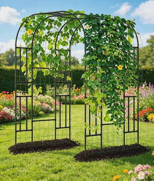 Zwarte Metalen Tuinboog 2.2m - Klimrek voor Klimplanten, Groenten & Rozen