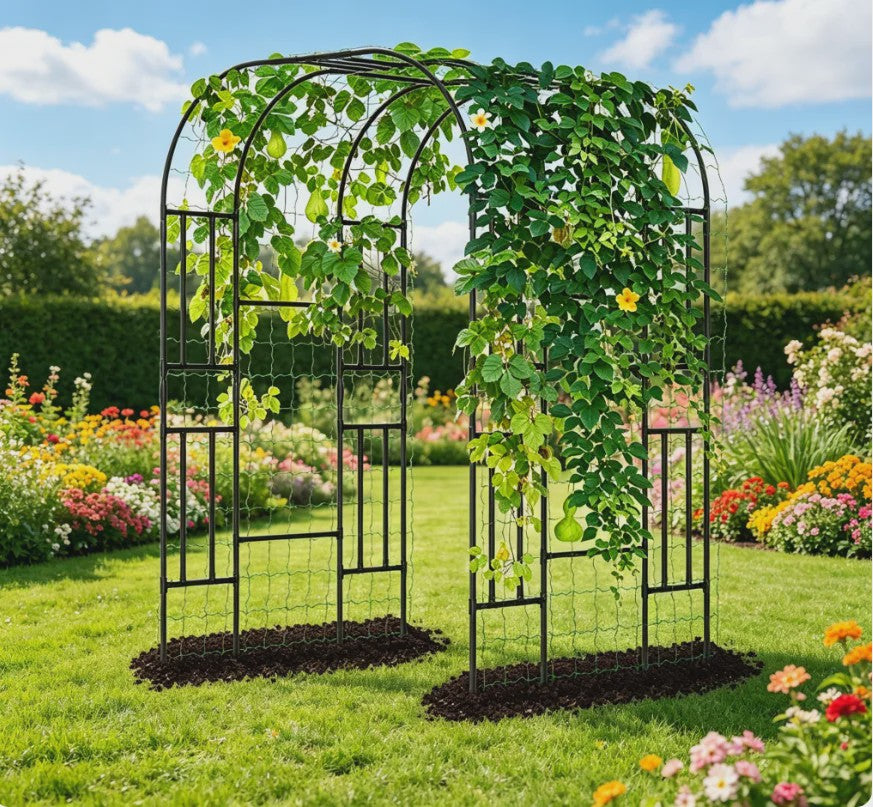 Zwarte Metalen Tuinboog 2.2m - Klimrek voor Klimplanten, Groenten & Rozen