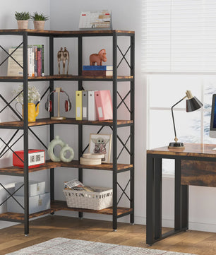 Tribesigns 5-Niveau Hoekboekenkast - Modern Design met Metaal Frame