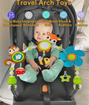 Multifunctionele Baby Activiteitenboog met Muziek & Speelgoed - Kinderwagen, Reiswieg, Autostoel