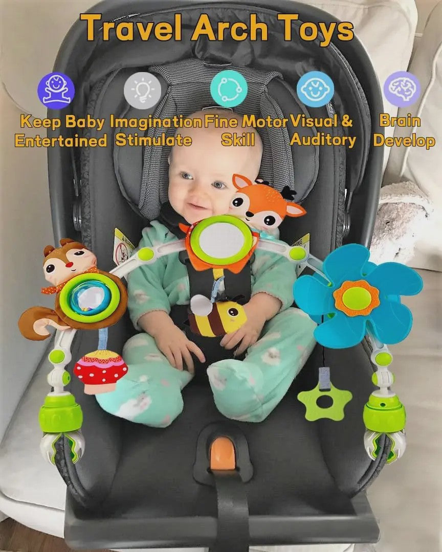 Multifunctionele Baby Activiteitenboog met Muziek & Speelgoed - Kinderwagen, Reiswieg, Autostoel