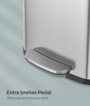 50L Metalen Pedaalemmer met Deksel en Geurfilter - SONGMICS