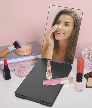 Draagbare Trifold Make-up Spiegel met Verstelbare Haak - Perfect voor Zelf Knippen, Scheren & Cadeaus
