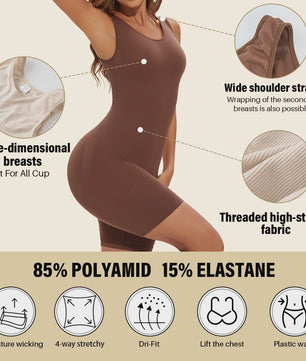 Naadloze Body Shaper Bodysuit met Brede Bandjes - Volledige Compressie & Dij Slimming