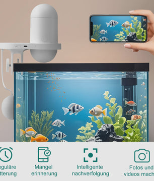 Aquariums Fish Feeder with 2.5K Camera, App Control, Moisture Resistant Holiday Feeder, Precision Feeding System, Visual Monitor