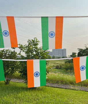 Vlaggenlijn India - 20 Stuks Vlaggetjes 14x21cm - Feestelijke Decoratie