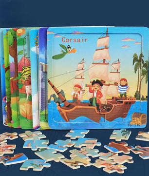 Houten 3D Puzzel Set - 20 Stuks - Dieren & Voertuigen - Educatief Montessori Speelgoed voor Kinderen 3-6 Jaar