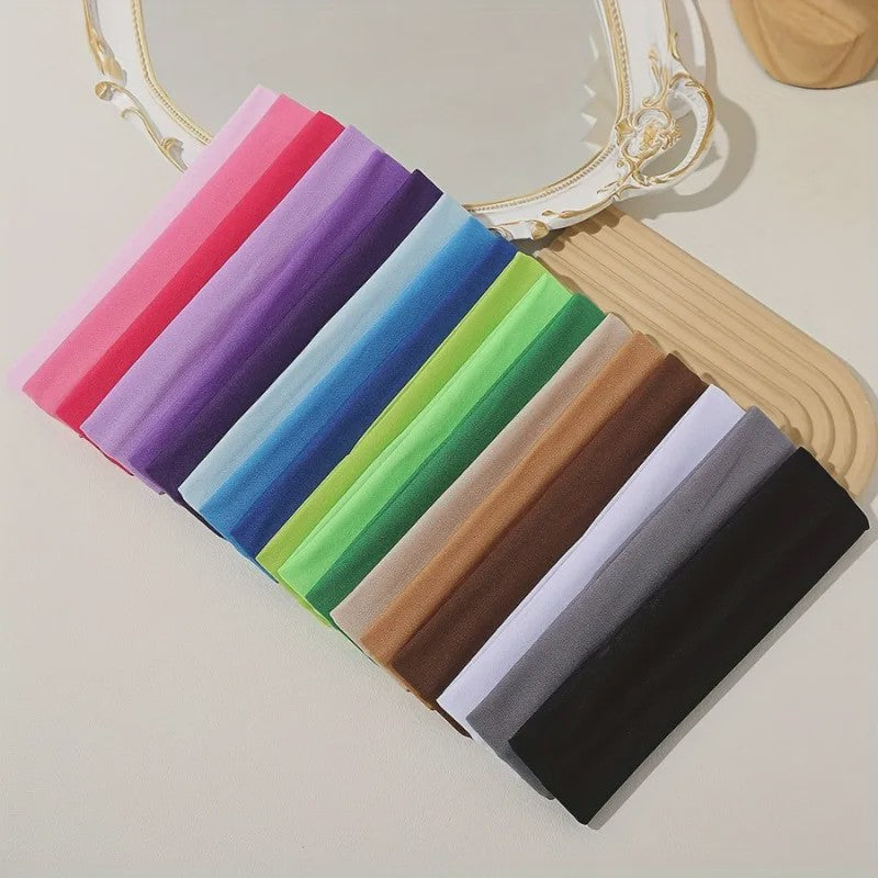 Elastische Haarbanden voor Dames - Effen Kleuren, Comfortabel voor Sport, Yoga & Make-up