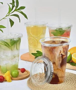 50x Plastic Bekers met Deksel (12/16 OZ) - Ideaal voor Koude Dranken, Smoothies & Feestjes