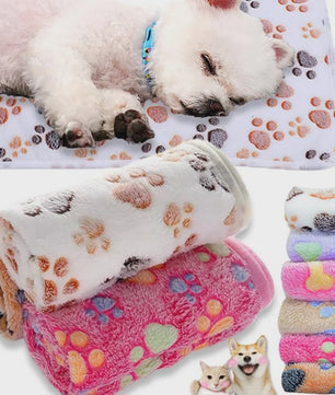 Zachte Pluche Deken voor Huisdieren - Warm & Comfortabel met Schattige Cartoon Pootjesprint