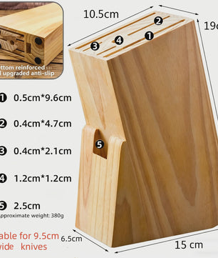Extra Groot Houten Messenblok - Ruimtebesparende Keuken Organizer voor Messen tot 12 cm