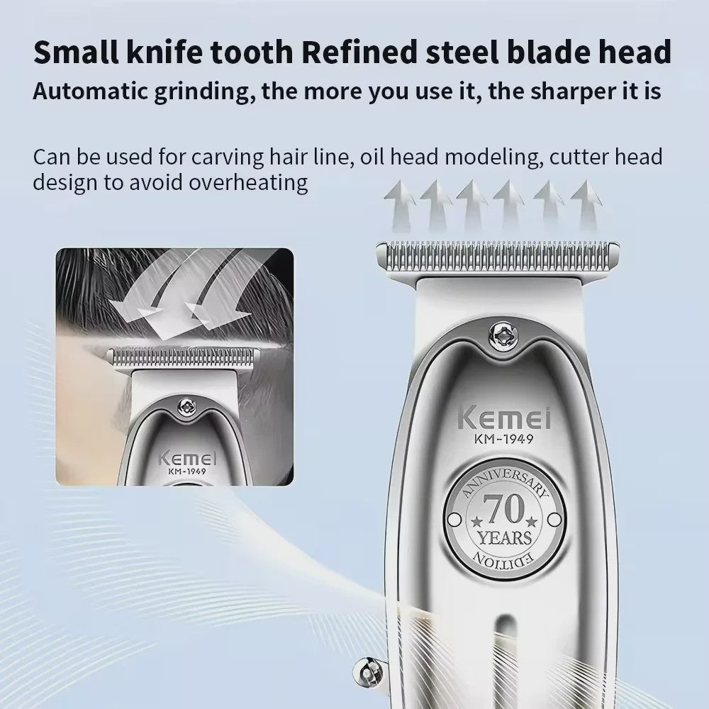 Kemei KM-1949 All Metal Hair Clipper & KM-2028 Shaver Set - Professioneel Draadloos Trimmer & Scheerapparaat