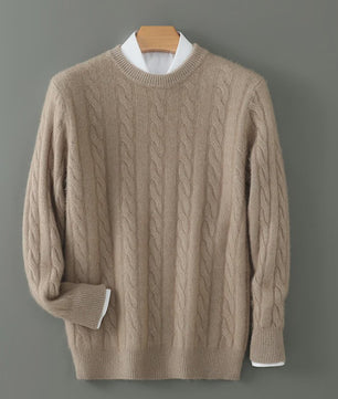 Heren Trui van 100% Puur Kasjmier - Dik Gebreid met Ronde Hals - Lente/Winter Collectie