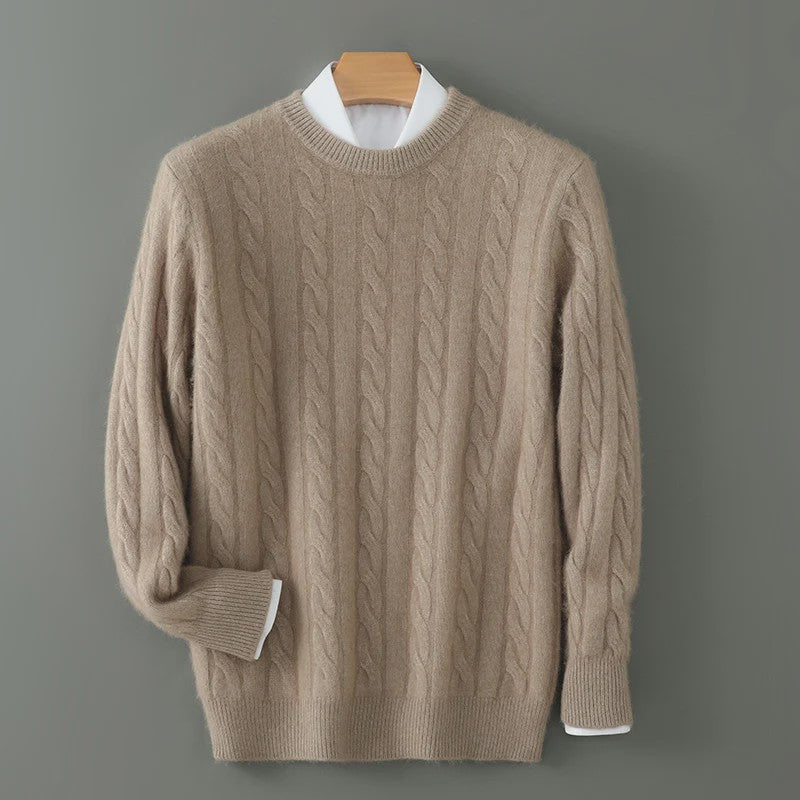 Heren Trui van 100% Puur Kasjmier - Dik Gebreid met Ronde Hals - Lente/Winter Collectie