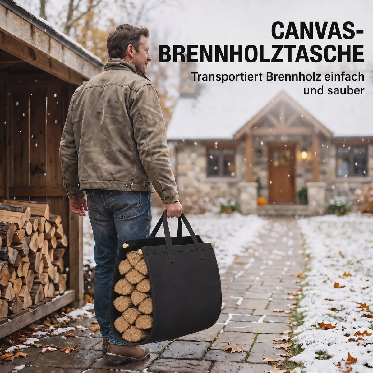 Outsunny Houtrek met Canvas Draagtas - 47.5x33x44cm - 50kg Capaciteit