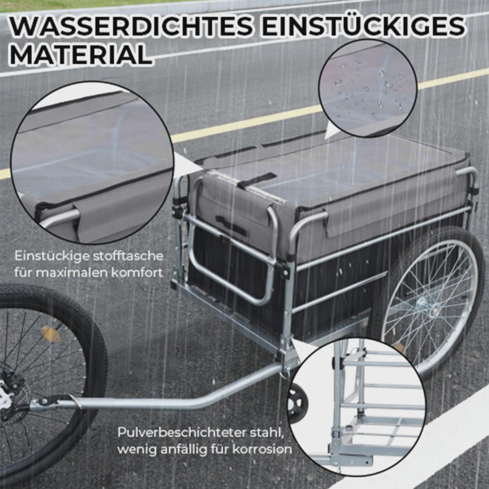 Robuuste Cargo Fietskar met 50 Kg Laadvermogen en Universele Koppeling - Ideaal voor Boodschappen en Transport