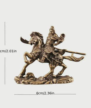 Bronzen Guan Gong Beeld op Paard - Chinese God van Rijkdom Decoratie