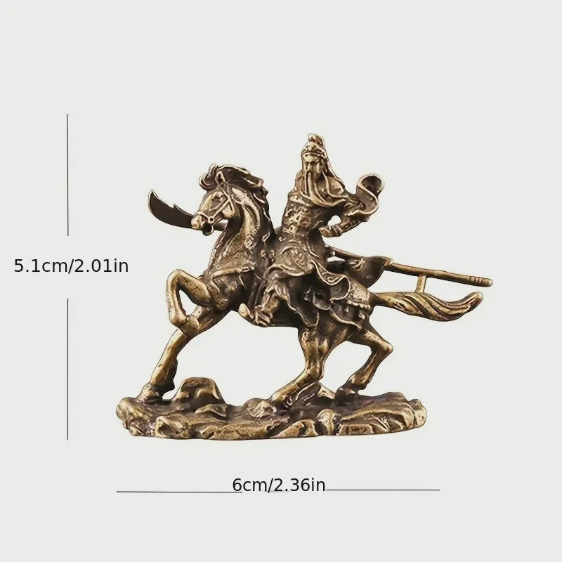 Bronzen Guan Gong Beeld op Paard - Chinese God van Rijkdom Decoratie