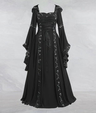 Lange Vintage Middeleeuwse Jurk - Gothic & Victoriaans Cosplay Kostuum met Flare Mouwen