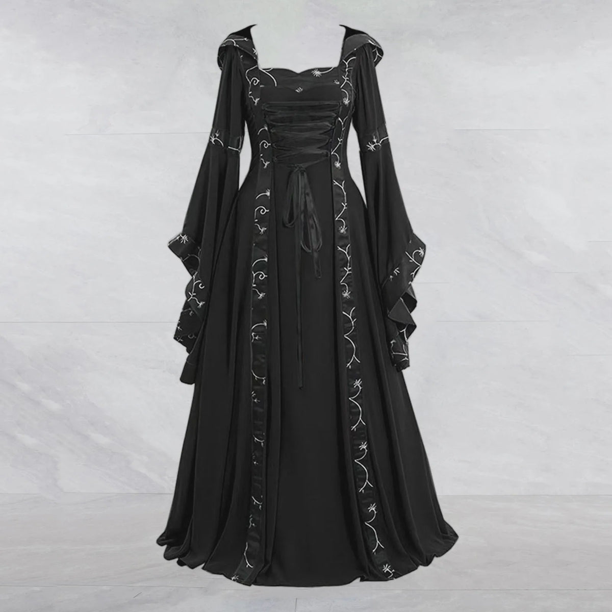 Lange Vintage Middeleeuwse Jurk - Gothic & Victoriaans Cosplay Kostuum met Flare Mouwen
