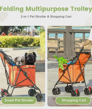 40L Opvouwbare Boodschappentrolley met Opbergtas en 4 Wielen