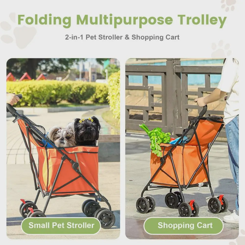 40L Opvouwbare Boodschappentrolley met Opbergtas en 4 Wielen
